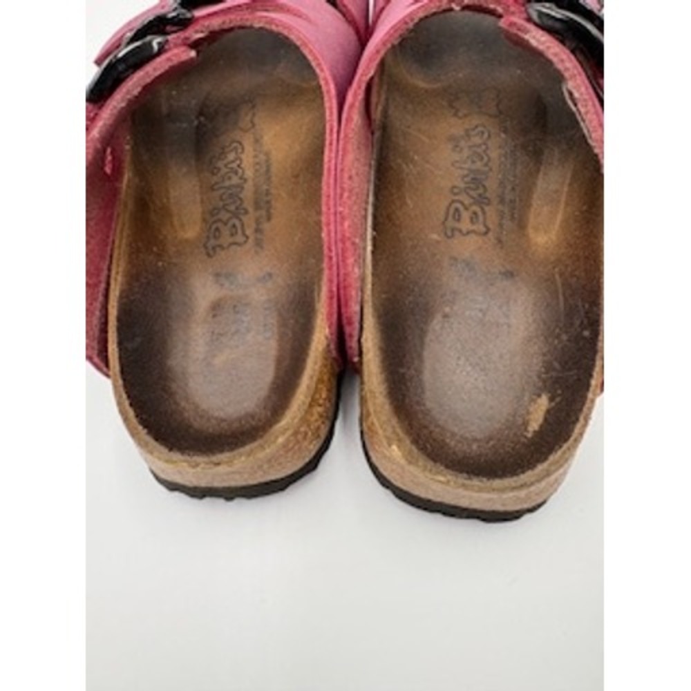 Birki's Birkenstock Sandals 6.5 Burgundy Triple Strap Slide Comfort Gorpcore - Picture 6 of 7